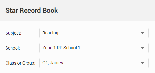 use the drop-down lists to choose the subject, school, and class or group