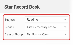 The Subject, School, and Class or Group drop-down lists.