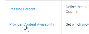 select Provider Content Availability