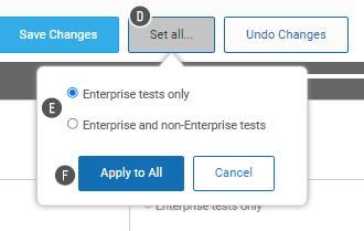 The Set All button has been selected; the setting for all classes is in a pop-up window. The Apply to All and Cancel buttons are at the bottom.