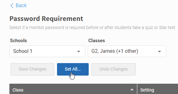 select Set All to choose the same settings for all classes