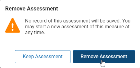 in the popup message, select Remove Assessment