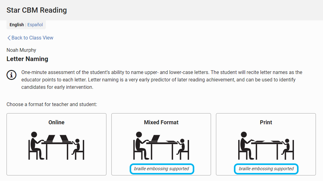 the braille embossing supported option under the names of the Mixed and Print formats