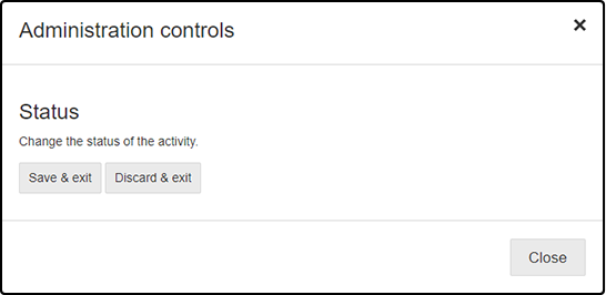 The administration controls, asking if you want to save and exit the text or discard and exit the test.