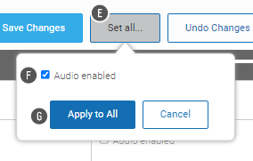The Set All button has been selected; the setting for all students is in a pop-up window. The Apply to All and Cancel buttons are at the bottom.