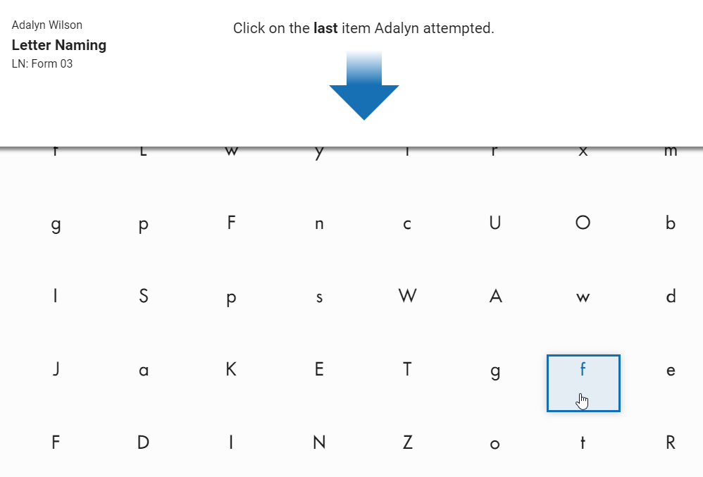 example of how to select the last item attempted