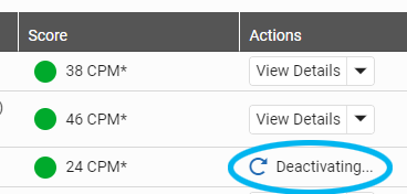 example of the Deactivating message