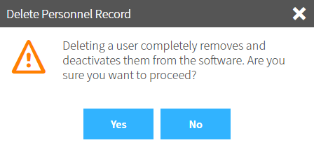 the confirmation message with Yes and No options