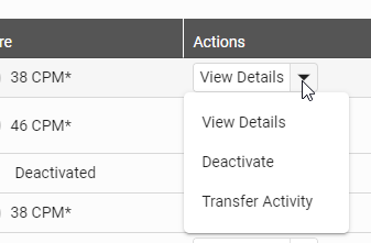 select the down arrow to see the options for an assessment