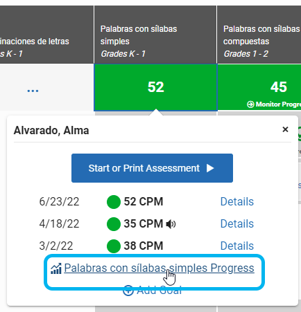 select the measure name in the popup window to see the measure chart