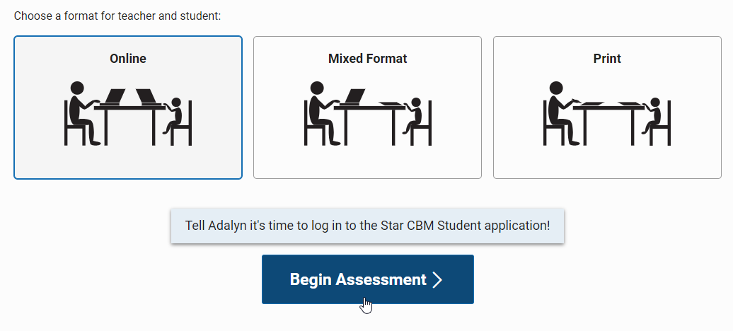 select Begin Assessment