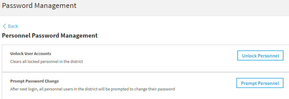 the Personnel Password Management page