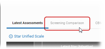 The Screening Comparison tab.