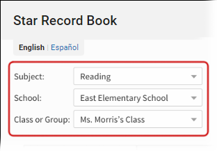 The Subject, School, and Class or Group drop-down lists.