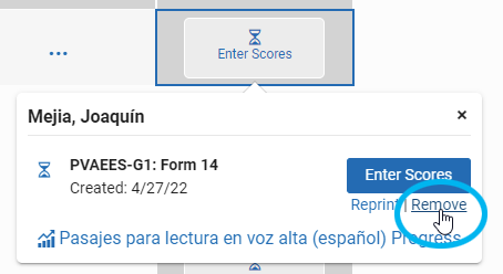 select Enter Scores, then Remove