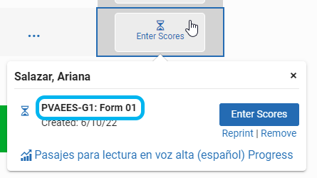 form ID in teh enter scores popup