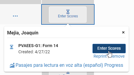 select Enter Scores in the Record Book, then Enter Scores in the popup