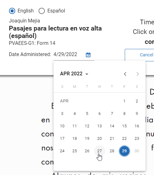 select the calendar icon and select the date