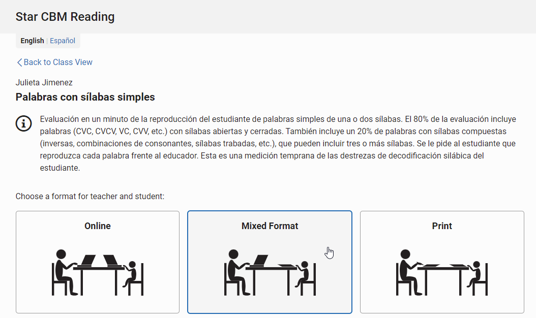 choose the Mixed assessment format