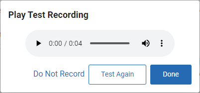 playback controls for the audio test