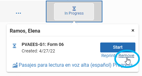 select In Progress, then Remove