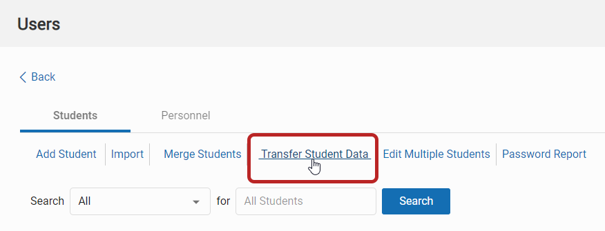 select Transfer Student Data