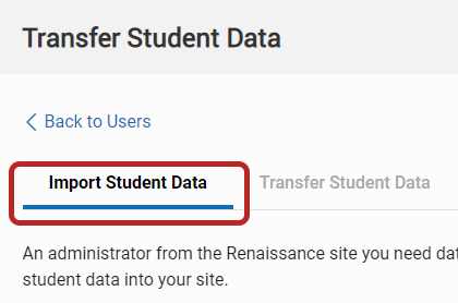 make sure the Import Student Data tab is selected