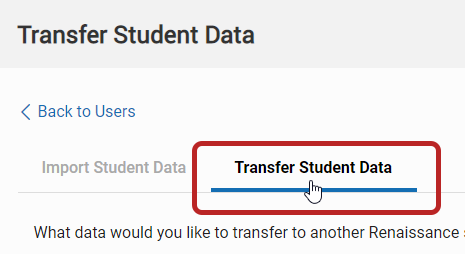 select the Transfer Student Data tab
