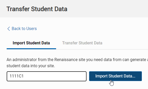 Paste the code into the field and select Import Student Data