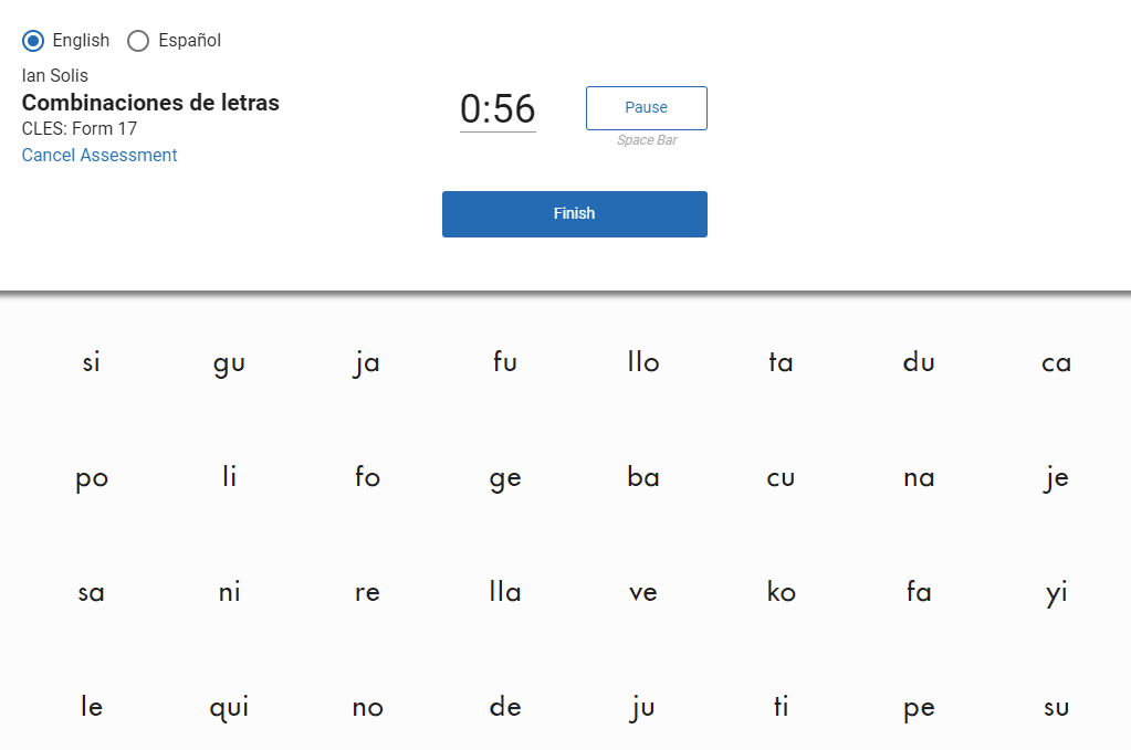 Cominaciones de letras example