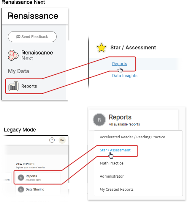 The Star/Assessment link.