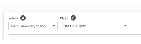 The School and Class drop-down lists.