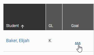 select the square for a student in the Goal column