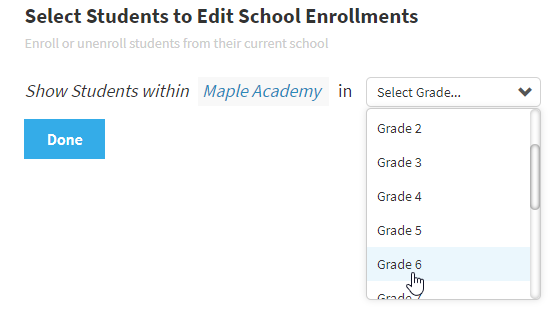 select a grade from the drop-down list