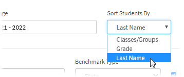 The Sort Students By drop-down list.