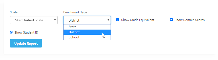 The Benchmark Type drop-down list.