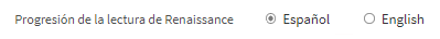 The radio buttons for selecting language: Español or English.