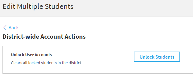 the Unlock Students option on the District-wide Account Actions page