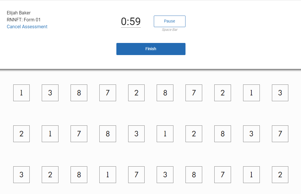 Rapid Number Naming example