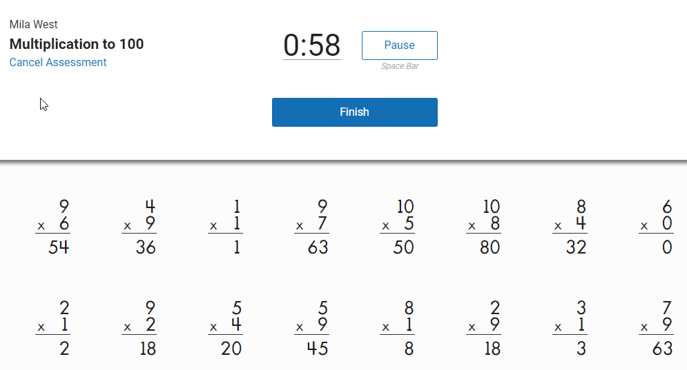 Multiplication to 100 example