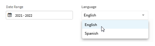 The Language drop-down list.