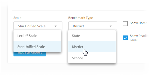 The Scale and Benchmark Type drop-down lists.