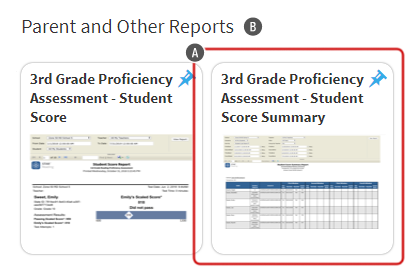 The 3rd Grade Proficiency Assessment - Student Score Summary tile.