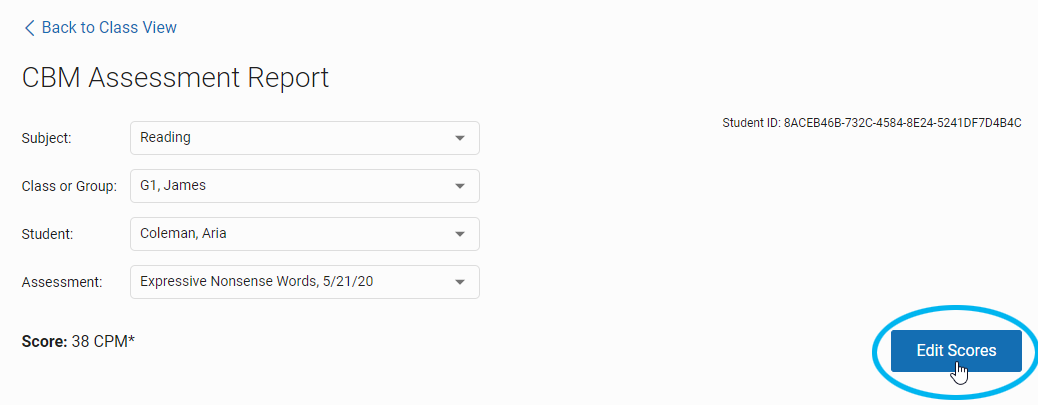 select Edit Scores if you need to rescore or change notes