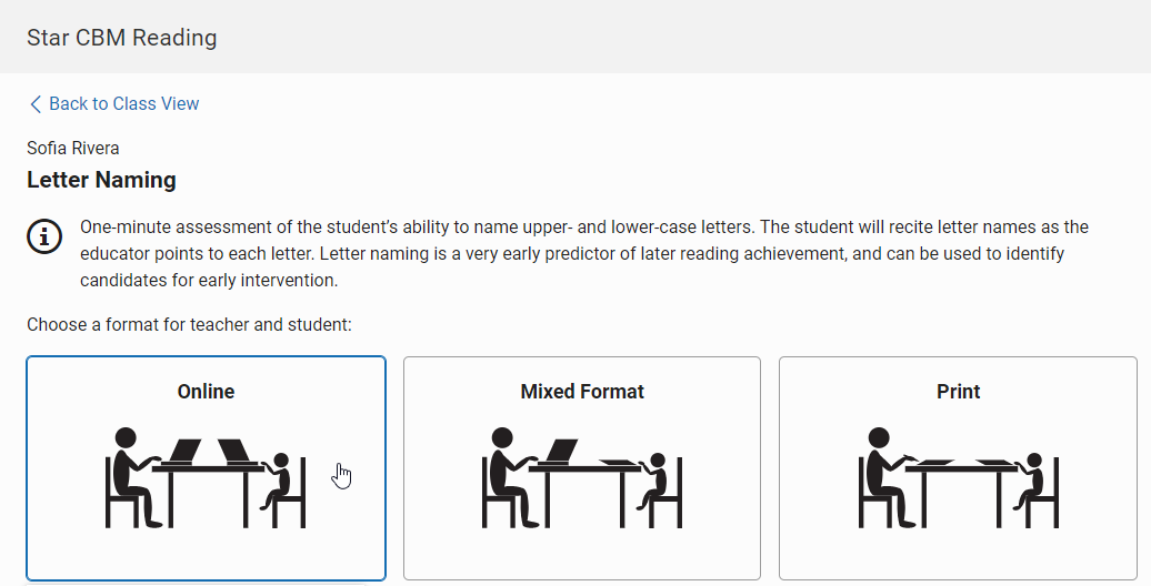 choose one of the available assessment formats