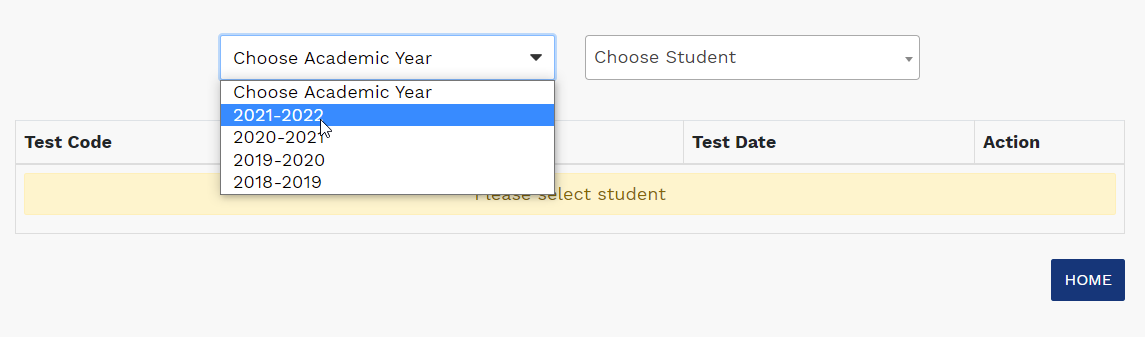 choose the academic year from the first drop-down list