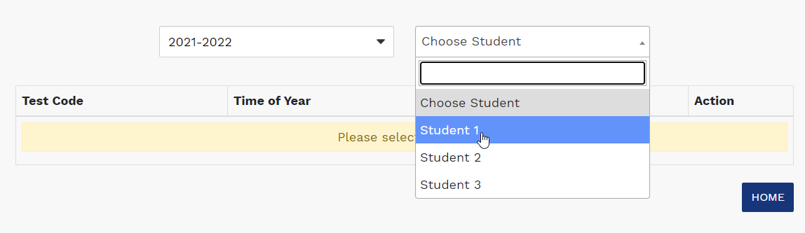 choose a student from the second drop-down list