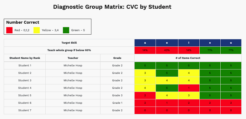 example of the Diagnostic Group Matrix