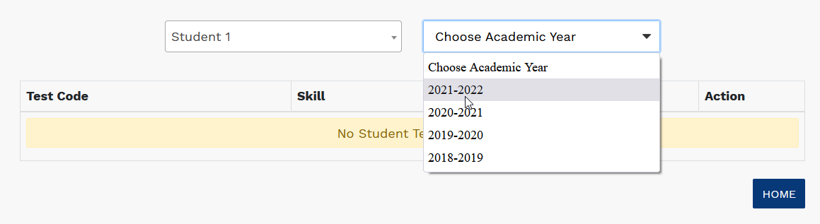 select an academic year from the second drop-down list