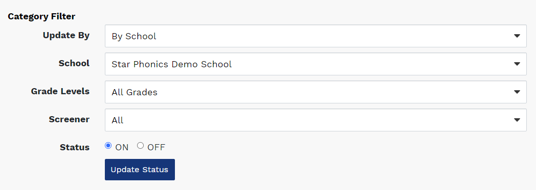 the category filter page with a filter set up for a school
